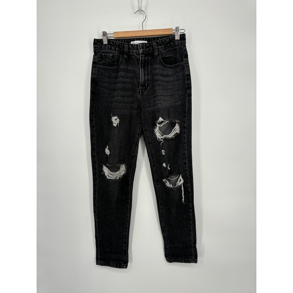 Kancan Jeans Black Womens 27 Mom Jeans Distressed Holes Maurices Holes